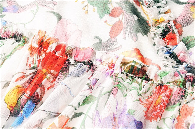 Floral Print Chiffon Dress