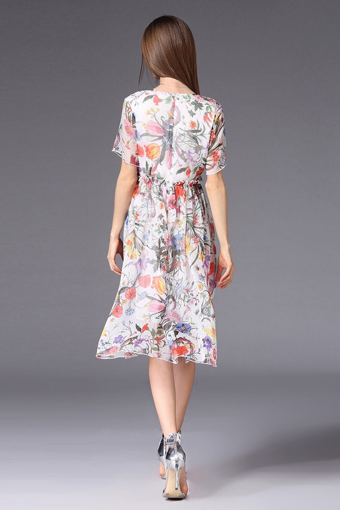 Floral Print Chiffon Dress