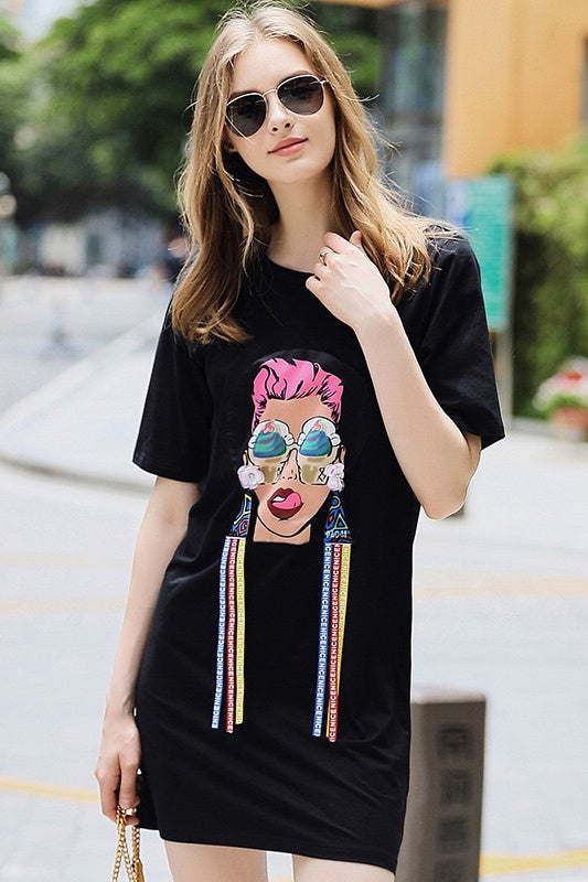 Cool Girl Print T-Shirt Dress