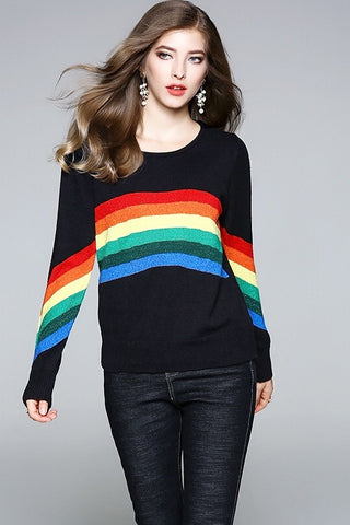 Rainbow Sweater W/ Silver Thread
