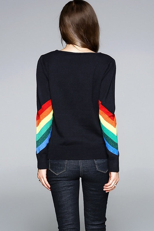Rainbow Sweater W/ Silver Thread