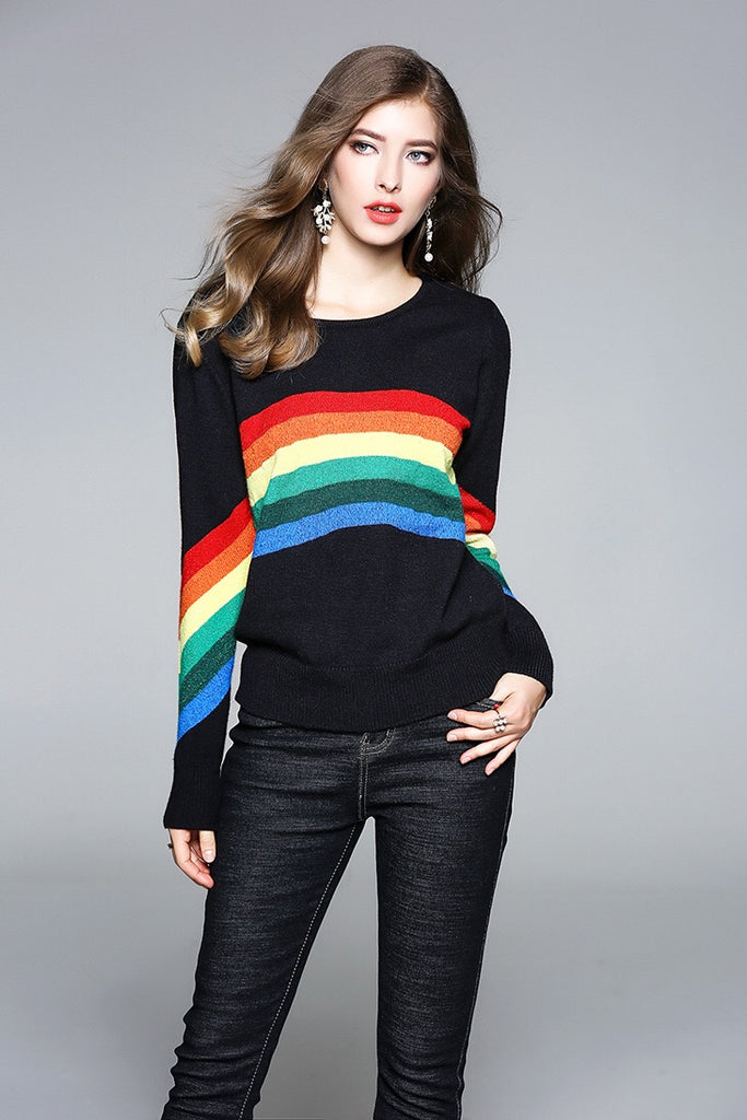 Rainbow Sweater W/ Silver Thread