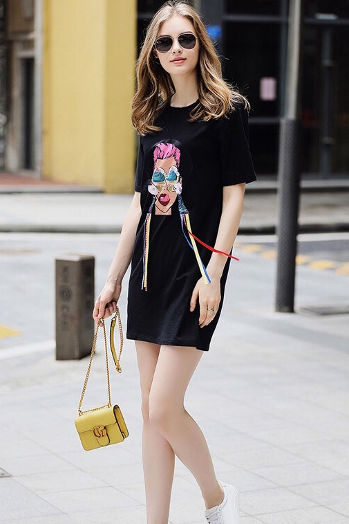 Cool Girl Print T-Shirt Dress