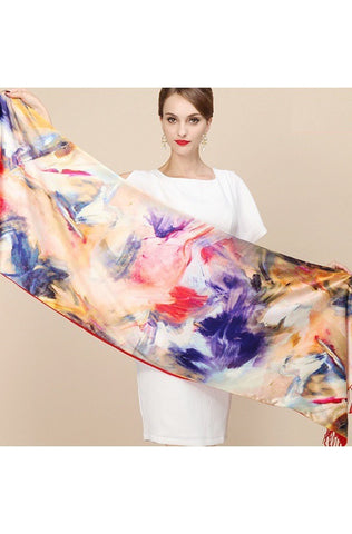 100% Silk Two Layer Large Scarf - Dress Album