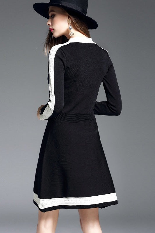 Black Knit Dress W/ Contrast