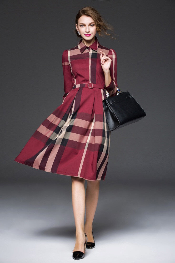 Plaid Shirt Dress W/ Belt M (US 2) Plaid Shirt Dress W/ Belt M (US 2)