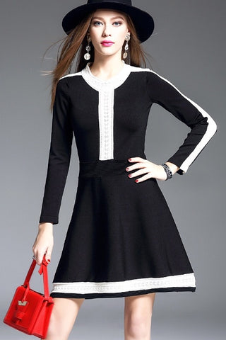 Black Knit Dress W/ Contrast