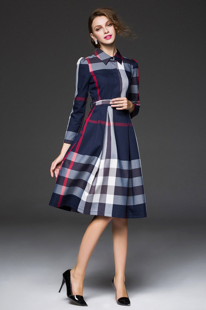Plaid Dress W/ Belt