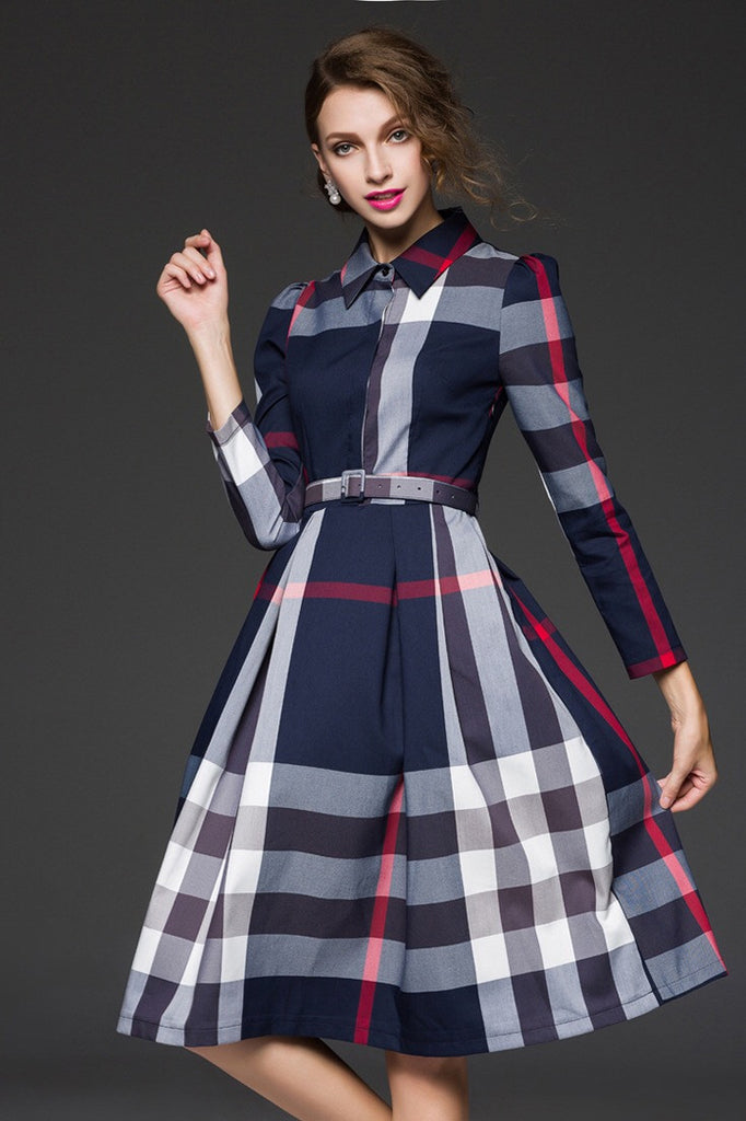 Plaid Dress W/ Belt