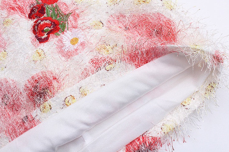 Fluffy Embroidered Floral Dress
