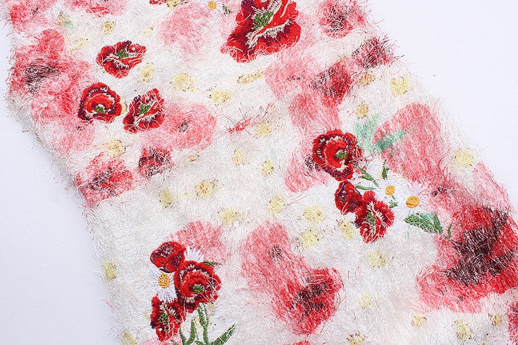 Fluffy Embroidered Floral Dress