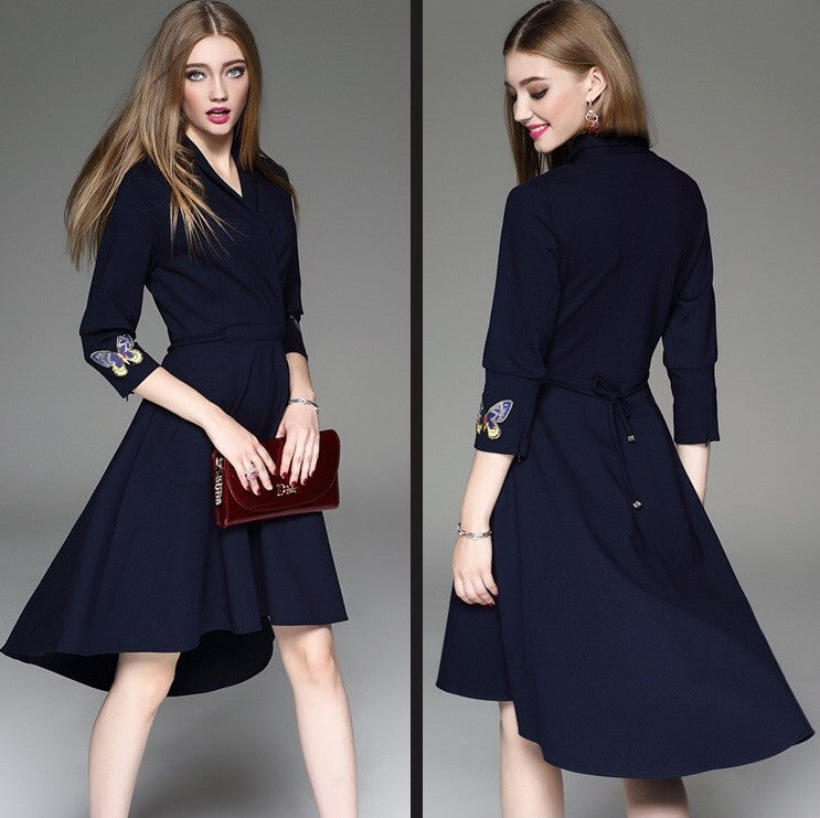 Butterfly Embroidered Hi-Low Dress