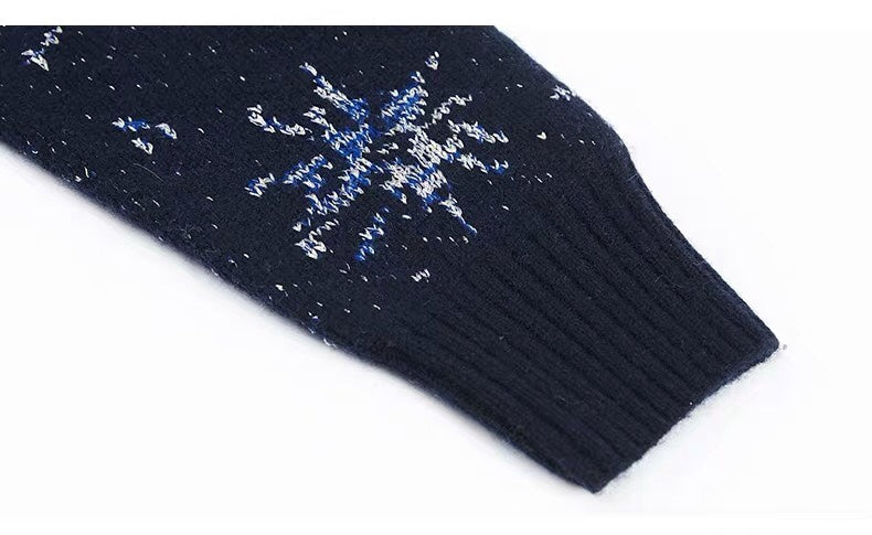 Navy Sweater W/ Snowflake Detail