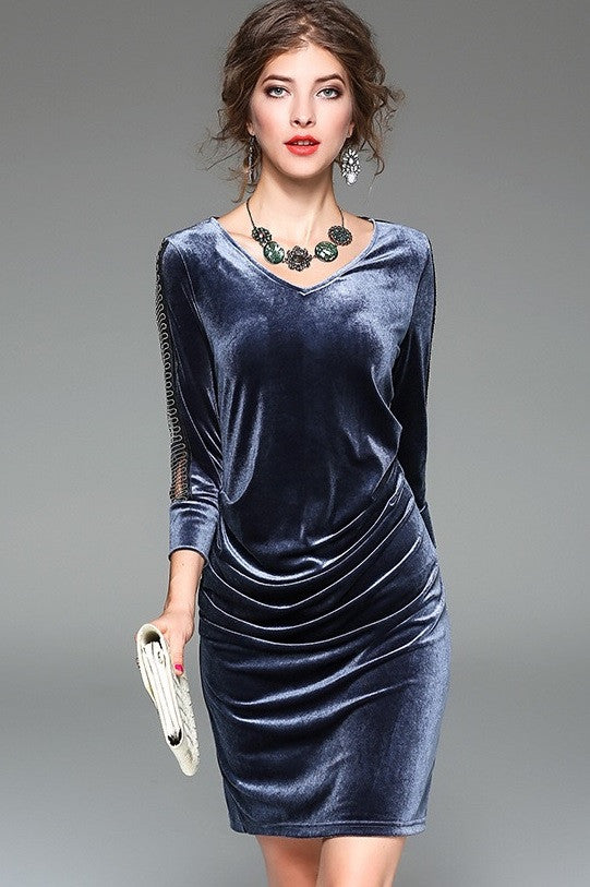 Velvet Dress W/ Beads Detail