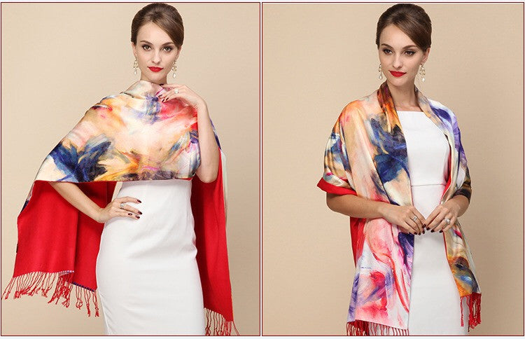 100% Silk Two Layer Large Scarf - Dress Album