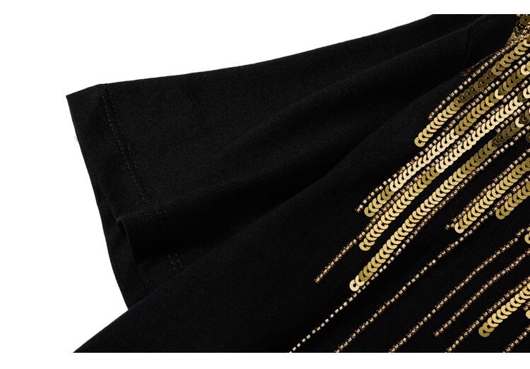 Round Neck Sequin Top