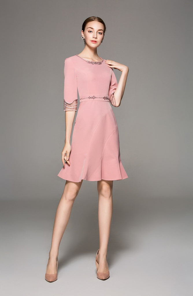 Midi Dress W/ Bead Accents