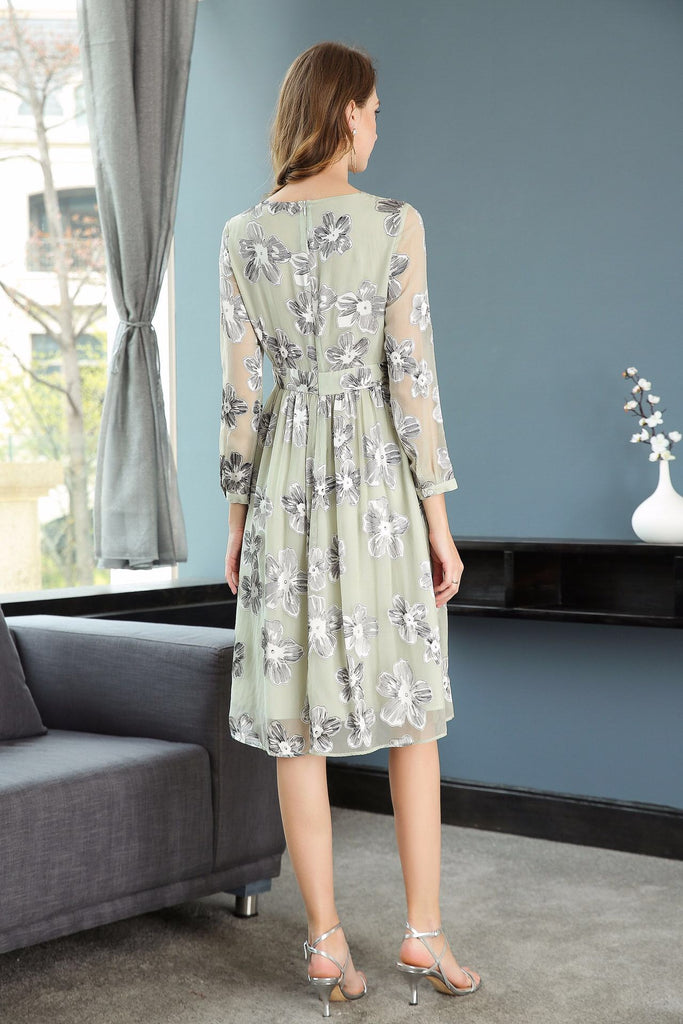 Floral Fitted Waist Midi Dress