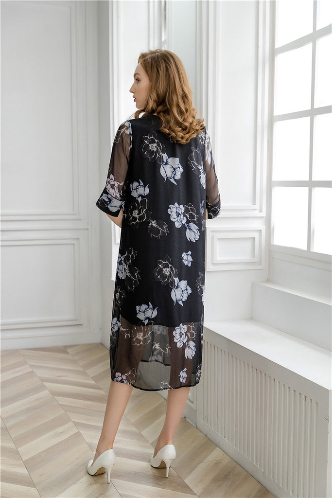 Loose Floral Midi Dress