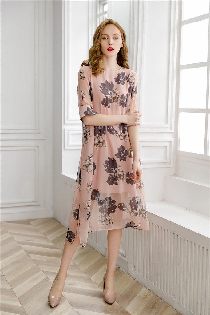 Loose Floral Midi Dress