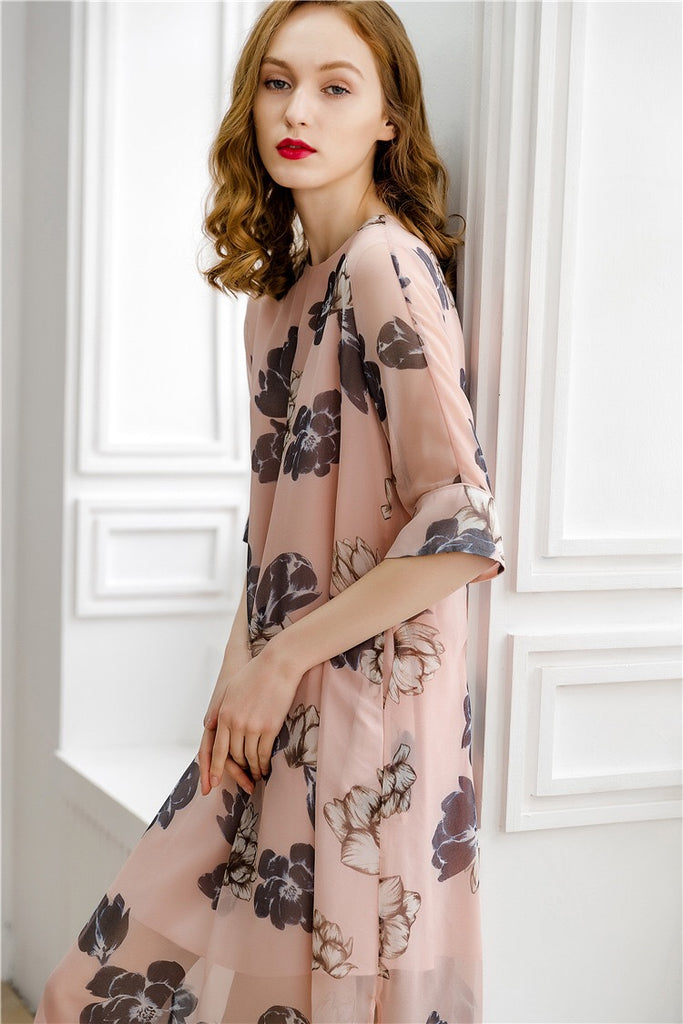 Loose Floral Midi Dress