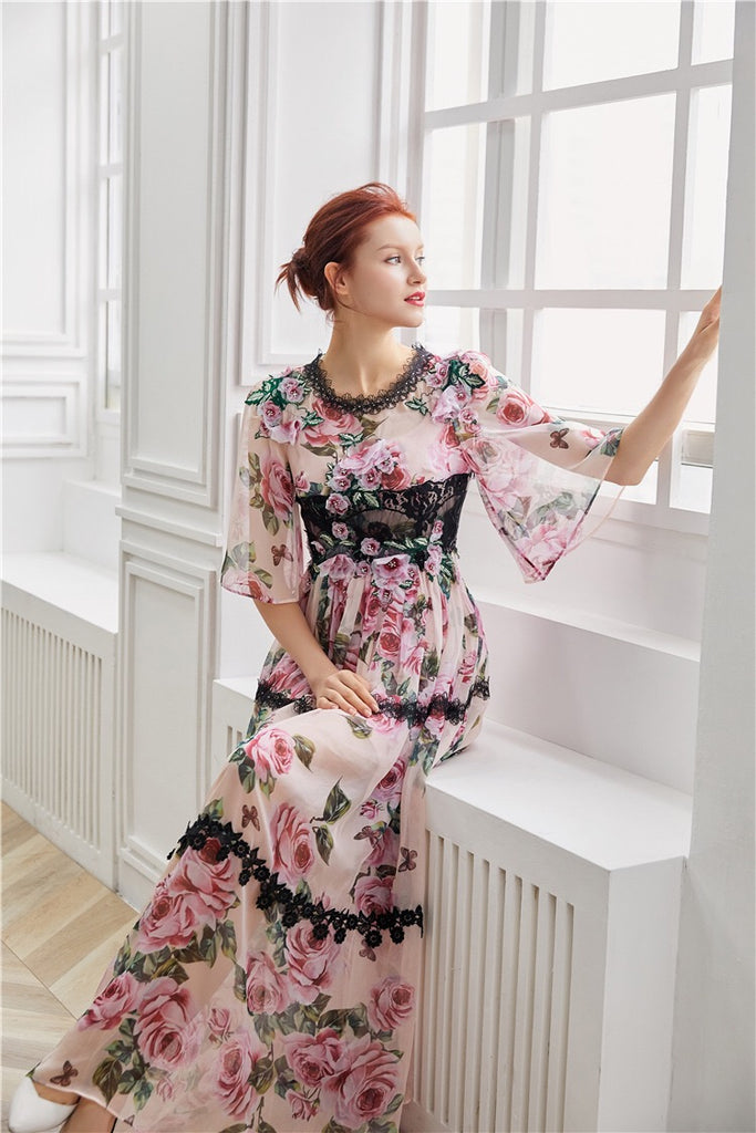 Floral Dress W/ 3D Flowers