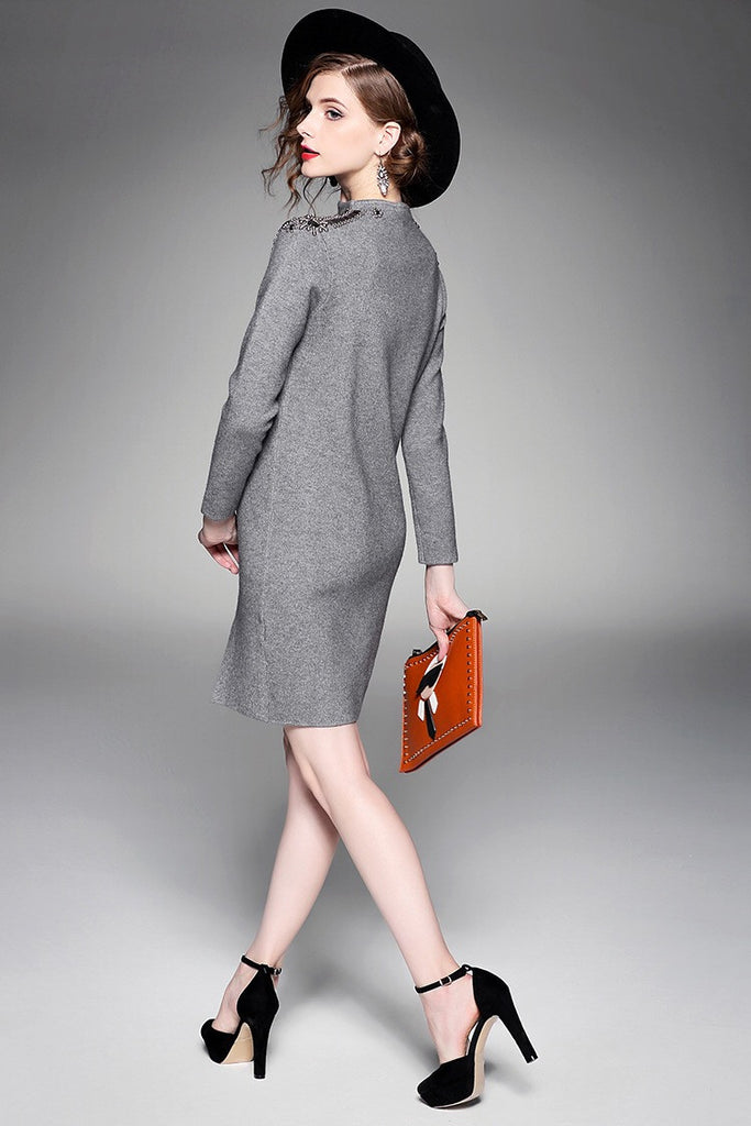 Sweater Dress W/ Beads Detail