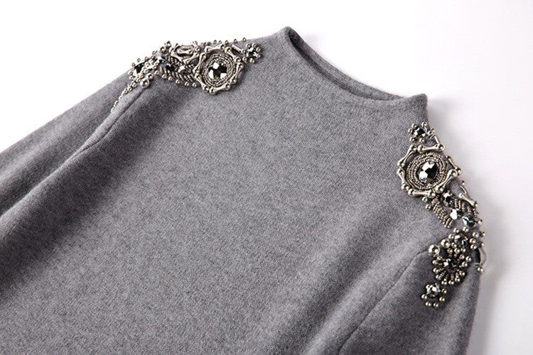 Sweater Dress W/ Beads Detail