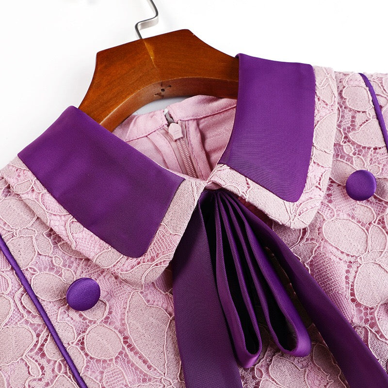 Lace Dress W/ Neck Ribbon