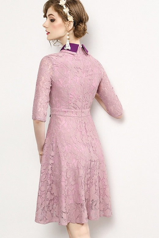 Lace Dress W/ Neck Ribbon