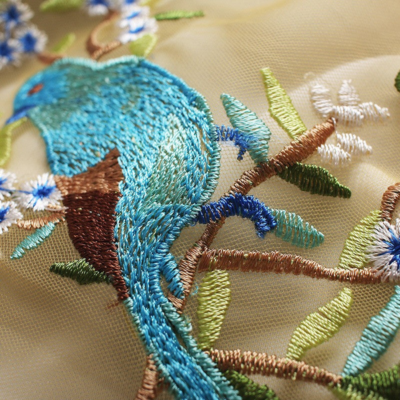 Embroidered Mesh Maxi Dress