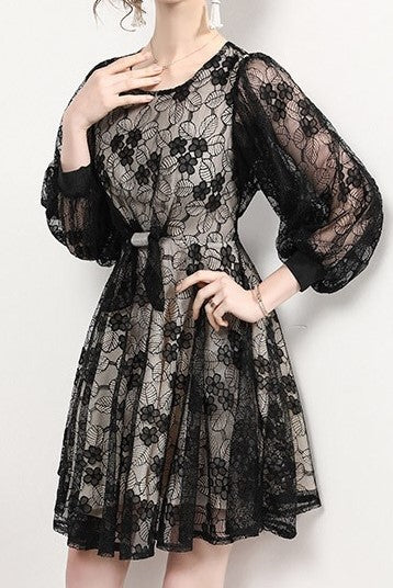 Lace Peasant Sleeve Dress