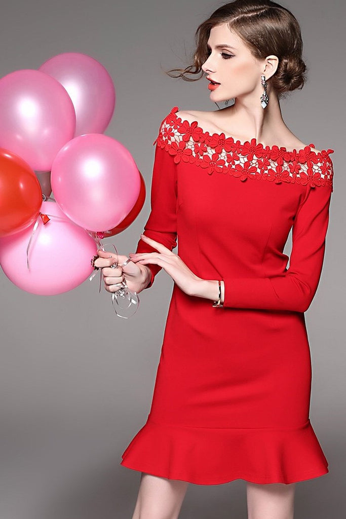 Off The Shoulder Dress W/ Lace