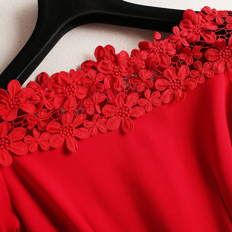 Off The Shoulder Dress W/ Lace