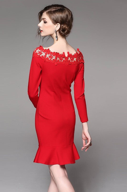 Off The Shoulder Dress W/ Lace