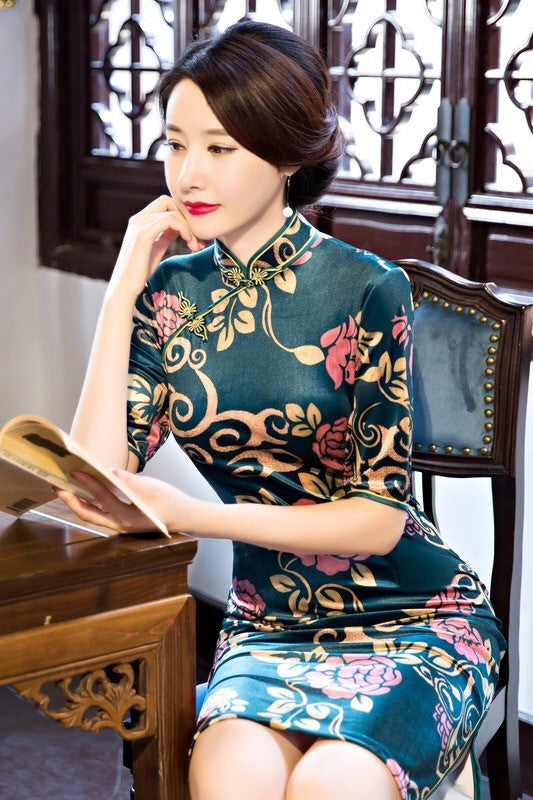Print Qipao Dress