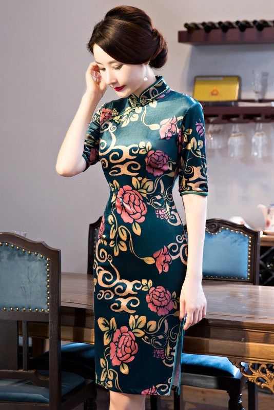 Print Qipao Dress