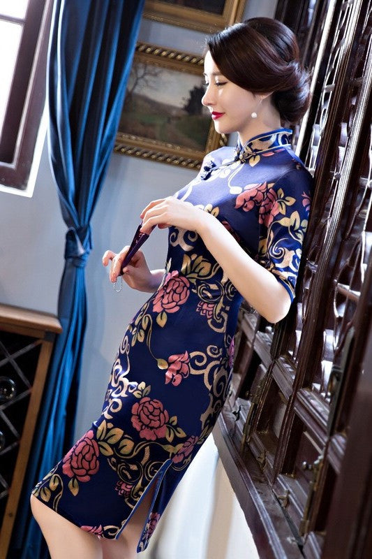 Print Qipao Dress