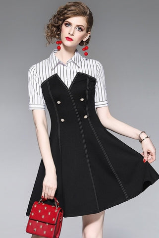 Denim Dress W/ Pearl Buttons