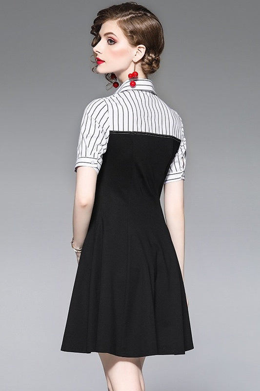 Denim Dress W/ Pearl Buttons