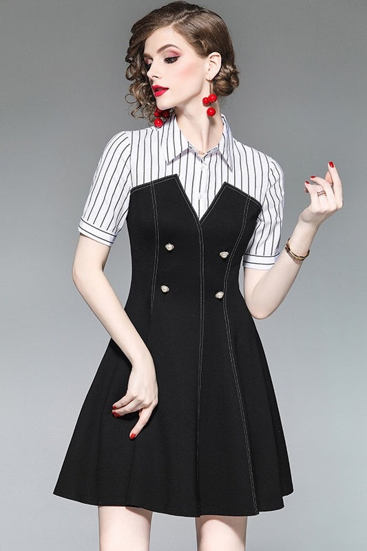 Denim Dress W/ Pearl Buttons