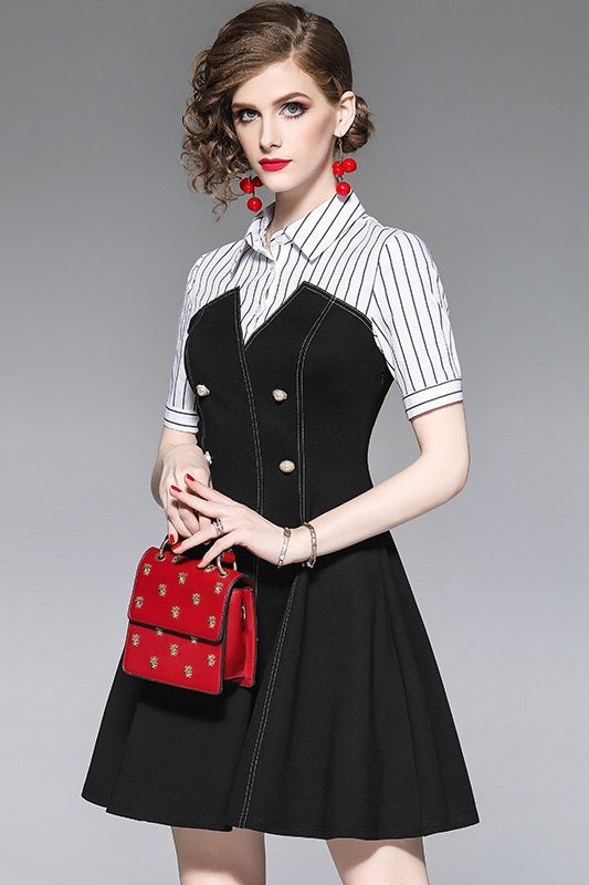 Denim Dress W/ Pearl Buttons