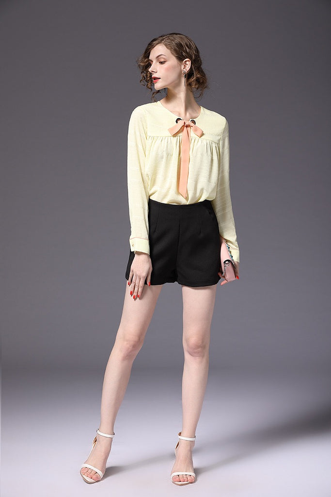 Chiffon Blouse W/ Bow Tie