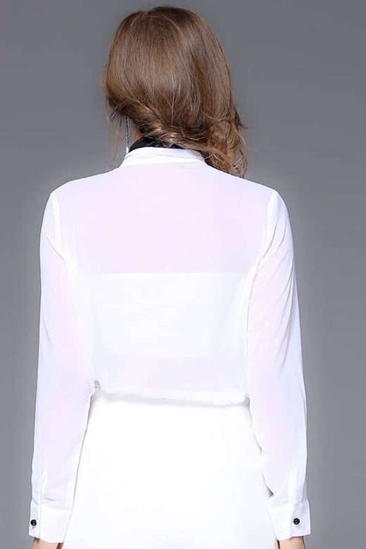 White Blouse W/ Black Tie