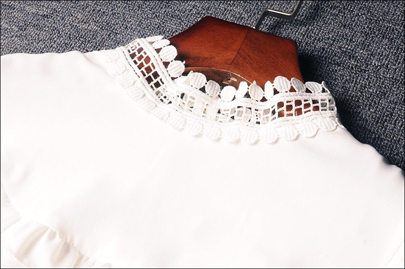 Crochet Neck Top W/ Ruffle