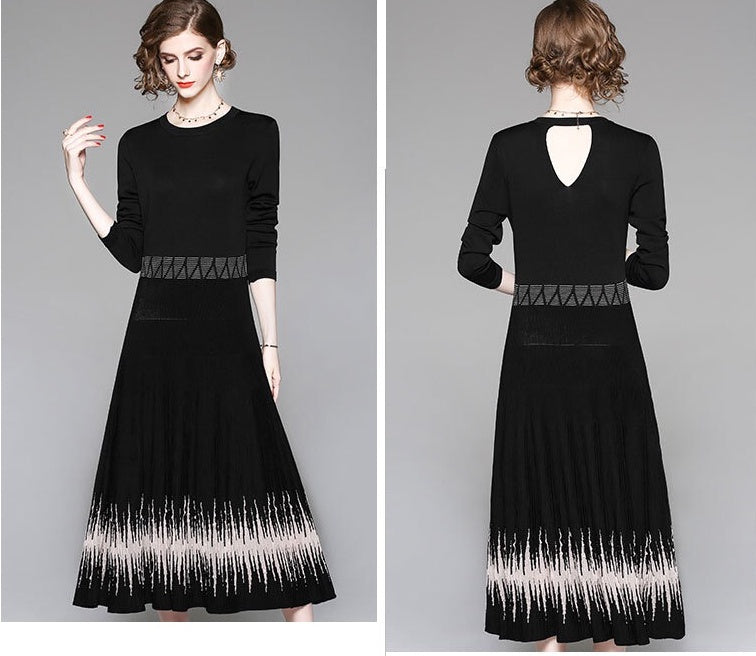 Black Tencel Dress W/ Wave Detail