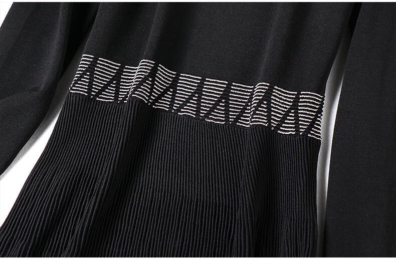 Black Tencel Dress W/ Wave Detail