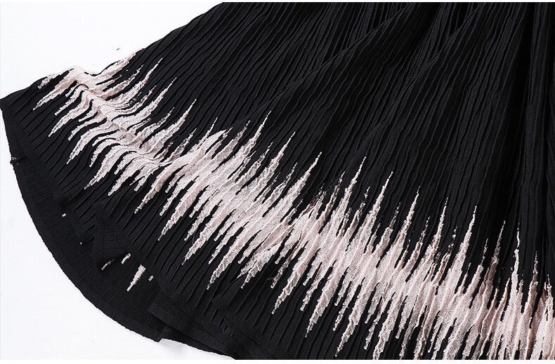 Black Tencel Dress W/ Wave Detail