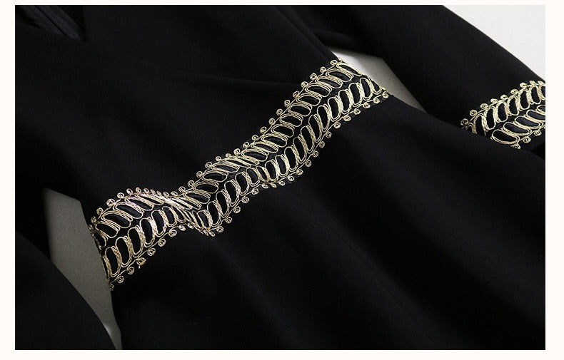 Black Dress W/ Gold Embroidery