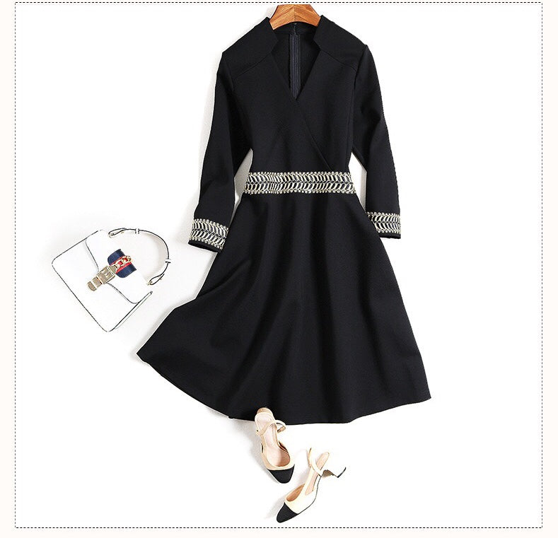 Black Dress W/ Gold Embroidery